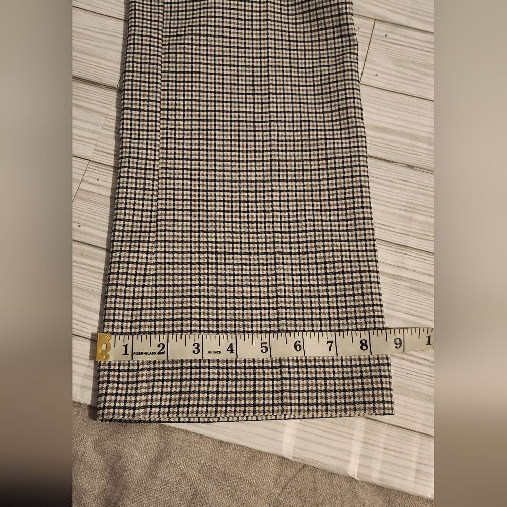 NWT Zara Plaid Beige And Black High Rise Flare Pants Size Large - Picture 9 of 13